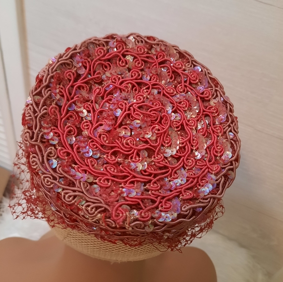 Rare vintage ladies netted sequined hat cap - Picture 4 of 6